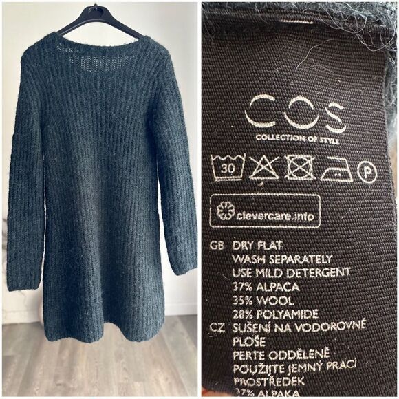 COS Wool Alpaca Blend Longline Fuzzy Sweater Dress XS - Picture 2 of 3